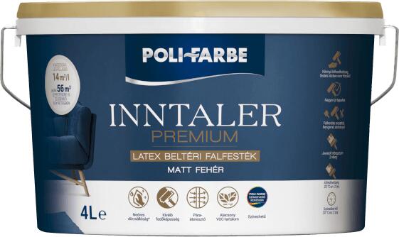 Vásárlás: Poli-Farbe Inntaler Premium 4l Beltéri Diszperziós Falfesték  Fehér Diszperziós festék, beltéri falfesték árak összehasonlítása, Inntaler  Premium 4 l Beltéri Diszperziós Falfesték Fehér boltok