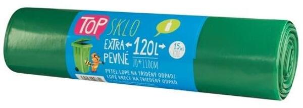 LDPE Top üveghez 120 l, 15 db, zöld