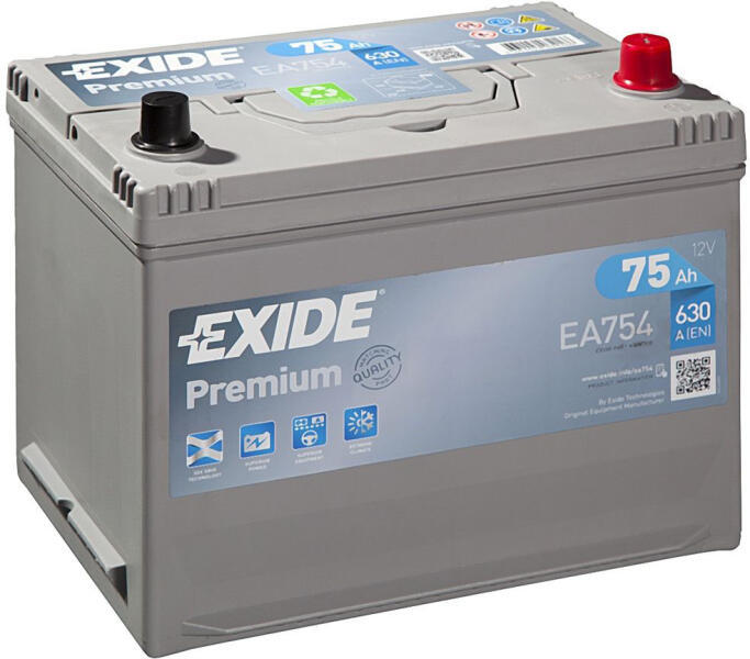 Exide Premium 75Ah 630A right+ Asia (EA754) (Acumulator auto) - Preturi