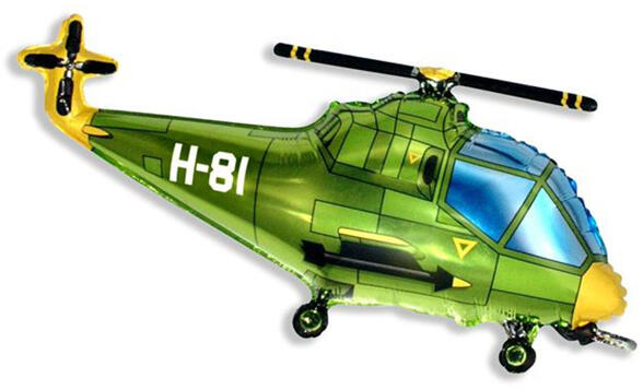 Fólia lufi, mini forma, helikopter, zöld