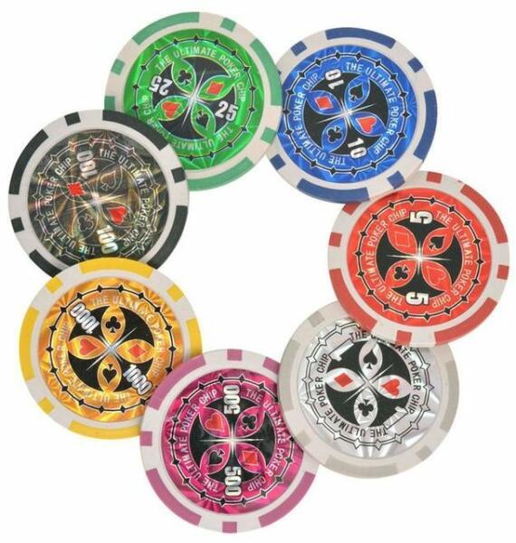 vidaXL Set de poker/blackjack cu 600 de jetoane cu laser din aluminiu  (80186) - izocor (Accesorii poker) - Preturi