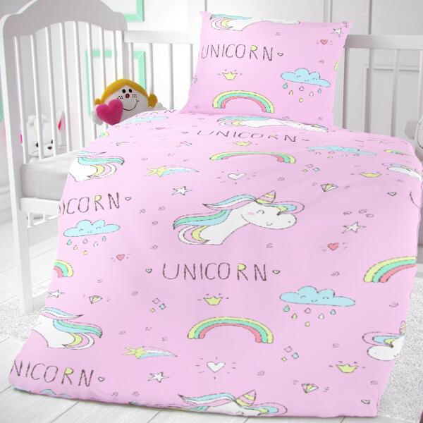 Kvalitex Lenjerie de pat din bumbac, pentru copii, Unicorn, 90 x 135 cm, 45  x 60 cm (Lenjerie de pat) - Preturi