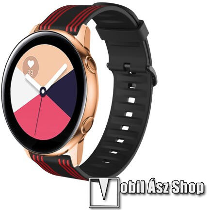 Vásárlás: Okosóra szíj - szilikon, Twill csíkos mintás - FEKETE / PIROS -  74mm + 129mm hosszú, 20mm széles - SAMSUNG Galaxy Watch 42mm / Amazfit GTS  / HUAWEI Watch GT 2