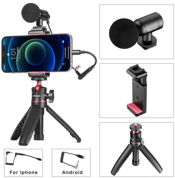 Ulanzi Kit vlog Ulanzi S1 mini trepied MT-08+suport smartphone ST-07 si  microfon Sairen Nano 2297 (Alte accesorii telefon mobil, PDA, GPS) - Preturi