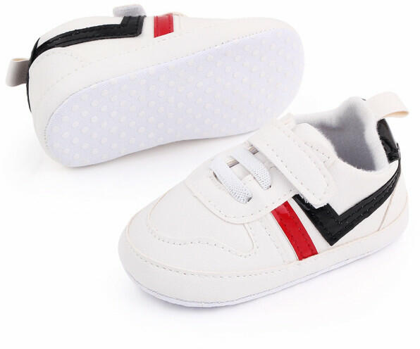 Superbebeshoes Adidasi albi cu insertie rosie si neagra (Pantof, cizma  bebelusi) - Preturi