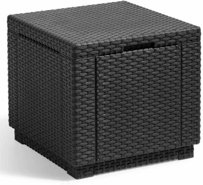 Keter Taburet tip cub cu spațiu de depozitare, grafit, 213816 213816  (422801) (Cutie depozitare gradina) - Preturi