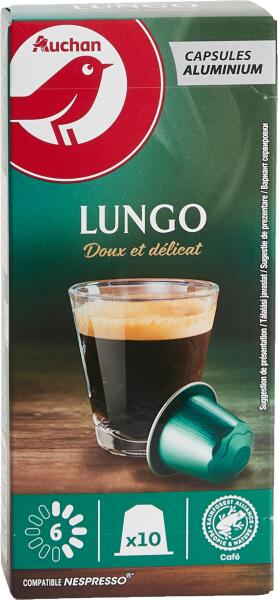 Vásárlás: Auchan Kedvenc Lungo kávékapszula 6 intenzitású 10 x 5, 2 g  Kávégép kapszula, kávépárna árak összehasonlítása, Kedvenc Lungo  kávékapszula 6 intenzitású 10 x 5 2 g boltok