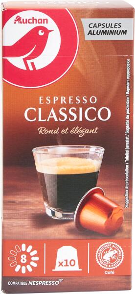 Vásárlás: Auchan Kedvenc Espresso Classico kávékapszula 8 intenzitású 10 x  5, 2 g Kávégép kapszula, kávépárna árak összehasonlítása, Kedvenc Espresso  Classico kávékapszula 8 intenzitású 10 x 5 2 g boltok
