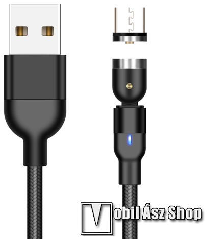 Mágneses USB töltő kábel - microUSB, 2A, 10W, 1m hosszú, szövettel bevont,  LED, forgatható 90°-os derékszögű, CSAK TÖLTÉSRE ALKALMAS ADATÁTVITELRE  NEM! - FEKETE vásárlás, olcsó Mágneses USB töltő kábel - microUSB, 2A,
