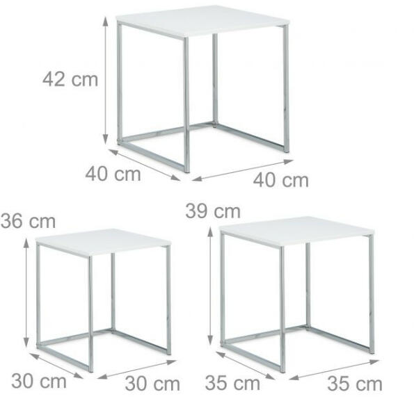 Vásárlás: Egymásba tolható asztal fém keret fehér 3 db-os szett 10020360_ws  Dohányzóasztal árak összehasonlítása, Egymásba tolható asztal fém keret  fehér 3 db os szett 10020360 ws boltok