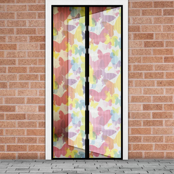 Mágneses függöny ajtóra 100x210 cm - színes pillangó mintás (11398K)