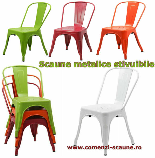 CHAIRS-ON Set 4 scaune metalice stivuibile (HRC597-4) (Scaun de bucatarie)  - Preturi