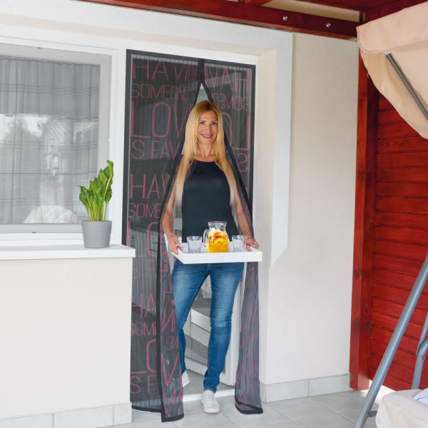 Mágneses szúnyogháló függöny ajtóra 100x210 cm Love felirattal (11398M)