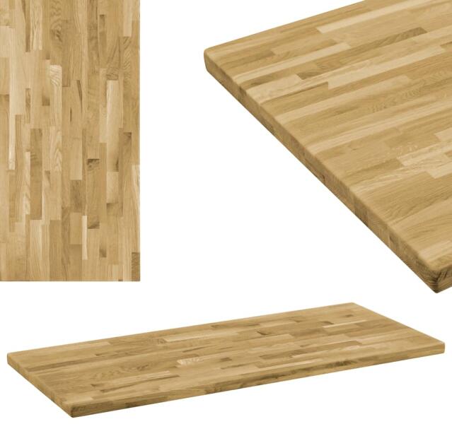 vidaXL Blat masă, lemn masiv de stejar, dreptunghiular, 44mm 140x60cm  (246002) (Blat bucatarie) - Preturi
