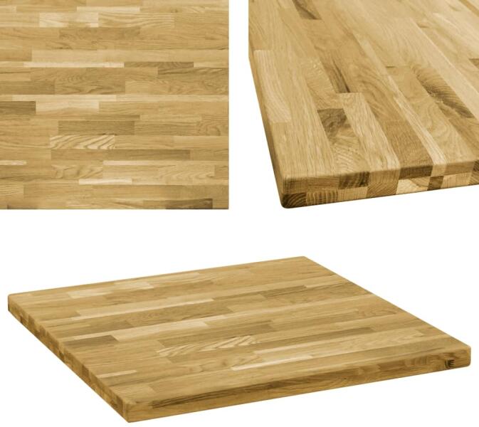 vidaXL Blat de masă, lemn masiv de stejar, pătrat, 44 mm, 80x80 cm (245999)  - comfy (Blat bucatarie) - Preturi