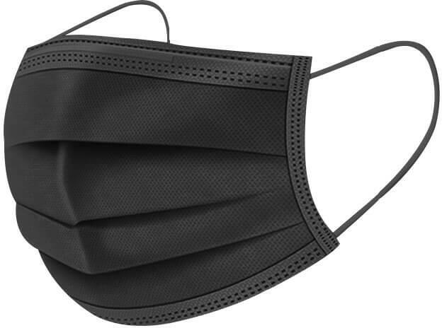 Shield 3 rétegű prémium fekete maszk 50 db dobozonként, sebészeti szájmaszk  csomagban, orvosi maszk, orvosi szájmaszk