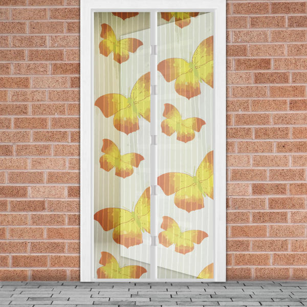 Mágneses függöny ajtóra 100x210 cm - sárga pillangó mintás (11398L)