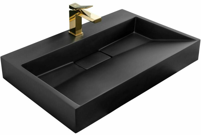 Rea Lavoar compozit pe blat Rea Goya 70 cm negru mat (5902557357154) ( Chiuveta, Lavoar baie) - Preturi