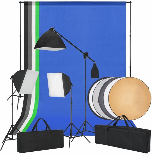 Vásárlás: vidaXL fotó stúdió szett, softbox fények, háttérfüggönyök,  reflektor (190213) Stúdiólámpa árak összehasonlítása, fotó stúdió szett  softbox fények háttérfüggönyök reflektor 190213 boltok