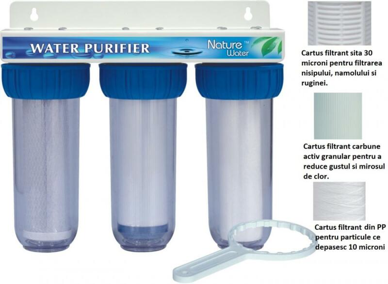 Nature Water Sistem filtrare apa 10 inch filet 1 triplu corp Nature Water  (Accesorii incalzire) - Preturi