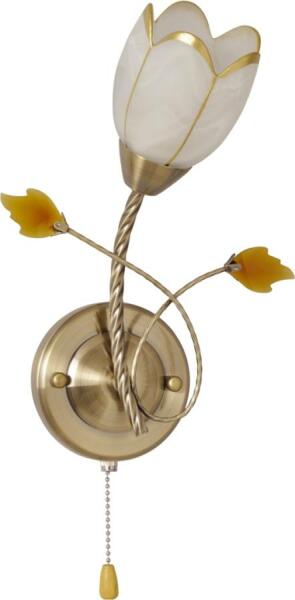 Vásárlás: Klausen SUDAN - Klausen - Klasszikus, virág alakú falikar  húzókapcsolóval - üveg/fém - bronz/fehér/arany - IP20 - 1xE14 (KL 7164) Fali-  és mennyezeti lámpa, csillár árak összehasonlítása, SUDAN Klausen  Klasszikus virág