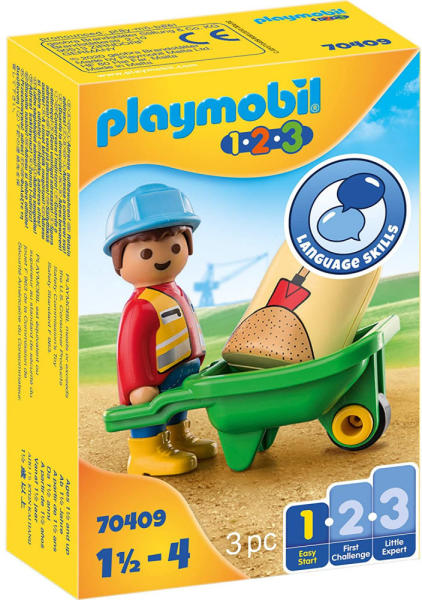 Vásárlás: Playmobil 1.2.3 Építőmunkás talicskával 7(0409) Playmobil árak  összehasonlítása, 1 2 3 Építőmunkás talicskával 7 0409 boltok