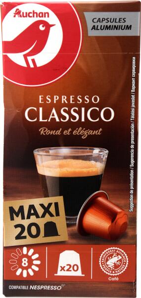 Vásárlás: Auchan Kedvenc Espresso pörkölt, őrölt kávé kapszulában,  Intenzitás: 8/12. 20 db Kávégép kapszula, kávépárna árak összehasonlítása,  Kedvenc Espresso pörkölt őrölt kávé kapszulában Intenzitás 8 12 20 db boltok