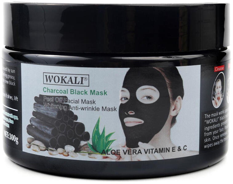 Wokali Masca neagra pentru indepartat punctele negre, punctele de grasime,  efect anti-rid, Wokali cu carbune activ, 300 g (Masca de fata) - Preturi