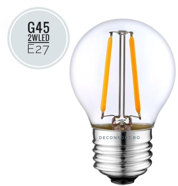 Dienergy Bec LED Filament 2W, G45, E27, lumina alba calda (7664-B) (Bec  LED) - Preturi