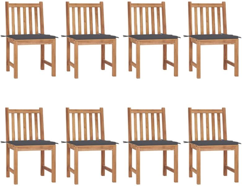 8 db tömör tíkfa kerti szék párnával (3073142/43/44/45/46/47/48/49)