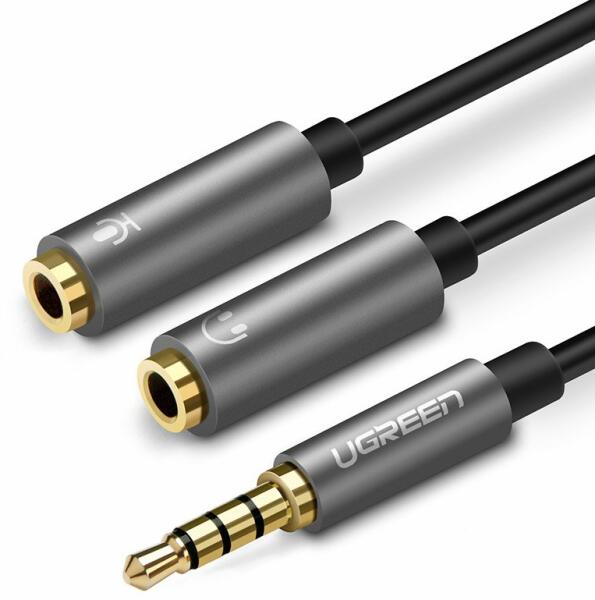 Kábel: UGreen - Audio elosztó kábel, mikrofon és fejhallgató végekkel / jack  (3.5mm) csatlakozó - fekete/szürke vásárlás, olcsó Kábel: UGreen - Audio  elosztó kábel, mikrofon és fejhallgató végekkel / jack (3.5mm) csatlakozó -