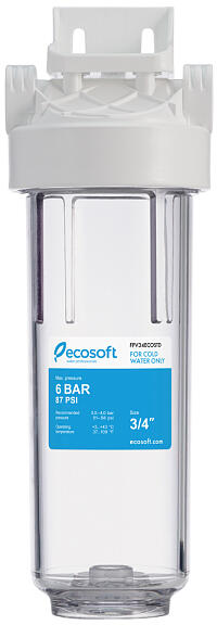 Ecosoft 10" vízszűrő ház készlet - hideg vizes - átlátszó - 3/4"x3/4  (FPV34ECO) háztartási gép kiegészítő vásárlás, olcsó Ecosoft 10" vízszűrő  ház készlet - hideg vizes - átlátszó - 3/4"x3/4 (FPV34ECO) árak, akciók
