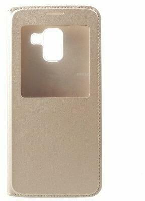 Samsung Galaxy A8 Plus (2018) View Window Leather case gold