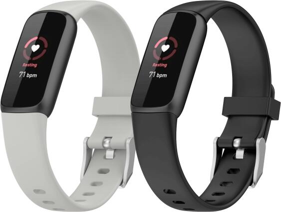 krasscom Set 2 curele sport pentru bratara fitness Fitbit Luxe din silicon,  negru, gri (CUFIS101) (Accesoriu ceas sport si smartwatch) - Preturi