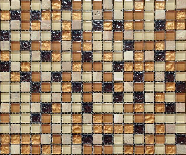 Settimo Mozaic Sticla si Marmura Bej-Auriu MMX007 (MI015) (Gresie, faianta)  - Preturi