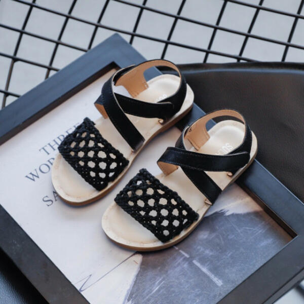 Superbebeshoes Sandale negre cu plasa crosetata (Sandale, papuci plus  bebelusi) - Preturi