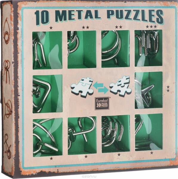 Eureka Set 10 Puzzle-uri metalice Verde (Puzzle) - Preturi