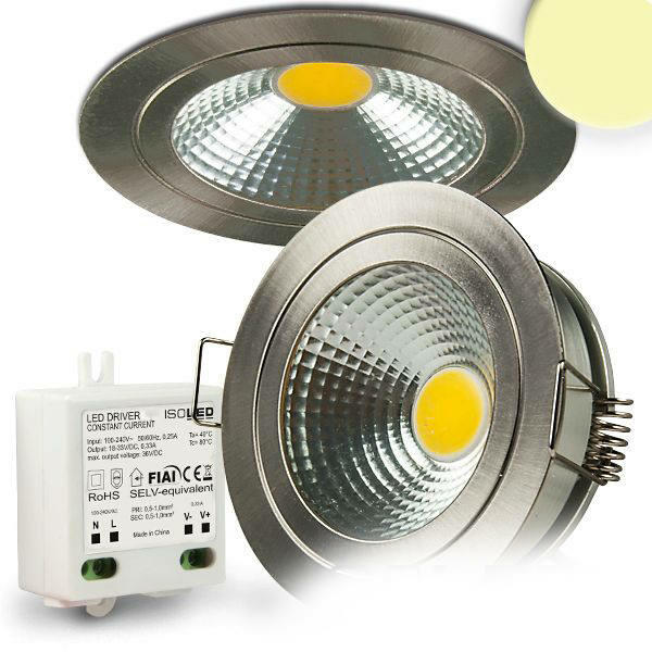Vásárlás: LEDIUM Süllyesztett tükrös COB LED mélysugárzó lámpa,  szálcsiszolt nikkel, 5W, 400 lm, 2700K melegfehér, 120° (OH9112032)  Beépíthető lámpa árak összehasonlítása, Süllyesztett tükrös COB LED mélysugárzó  lámpa szálcsiszolt nikkel 5 W 400