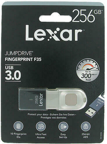 Lexar JumpDrive Fingerprint F35 256G USB 3.0 LJDF35-256BBK (Memory stick) -  Preturi