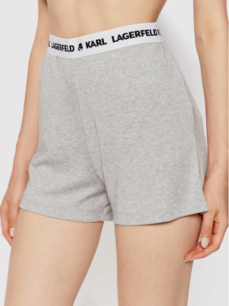 Karl Lagerfeld Pantaloni scurți pijama Logo 215W2183 Gri (Camasa de noapte)  - Preturi