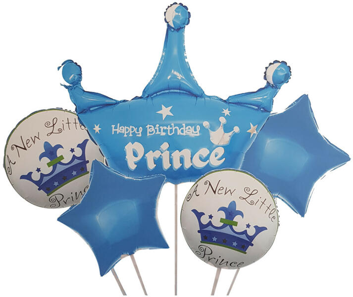 5 darabos fólia lufi babaváró, babköszöntő - Prince - Kék