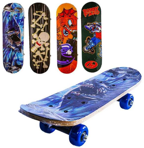 Placa skateboard din lemn, modele multicolore pentru copii, 40 x 13 cm (Skateboard) - Preturi