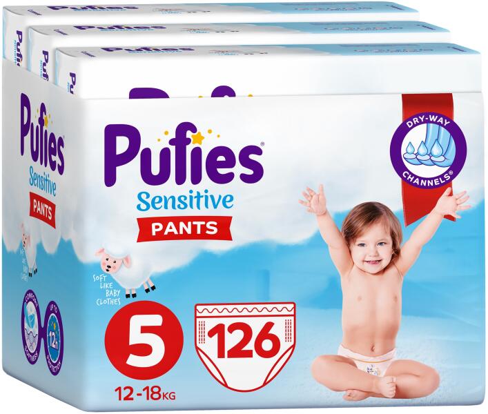 pufies Пелени гащи Pufies Pants Sensitive 5, 126 броя (3800024035265) -  baby, справочник с цени от бебешки онлайн магазини