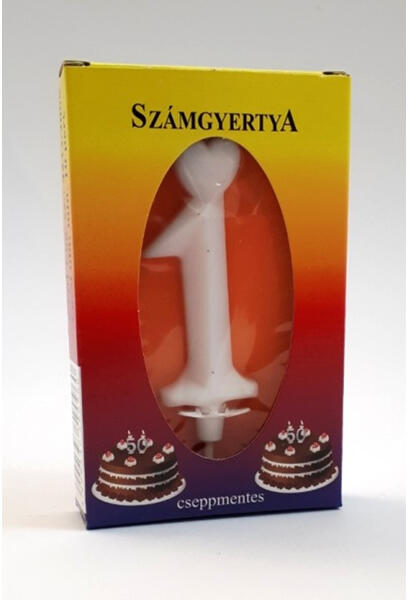 Számgyertya tortára, fehér, 1
