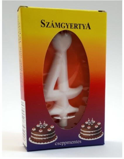 Számgyertya tortára, fehér, 4