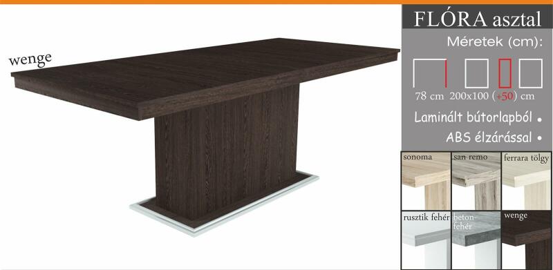 Vásárlás: FLÓRA asztal - székek nélkül (200 cm x 100 cm + 50 cm)  Étkezőasztal árak összehasonlítása, FLÓRA asztal székek nélkül 200 cm x 100  cm 50 cm boltok