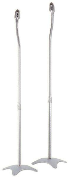 Support D’enceinte Surround Réglable En Hauteur - Pour Enceintes Satellites Jusqu’à 2kg - Câbles Intégrés - Couleur Argent