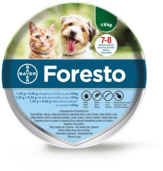 Vásárlás: Foresto nyakörv macskáknak és kutyáknak 8kg alatt *** Élősködők  elleni készítmény kutyáknak árak összehasonlítása, nyakörv macskáknak és  kutyáknak 8 kg alatt boltok