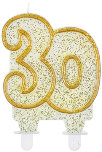 Tortagyertya, 30-as, fehér, arany szegéllyel