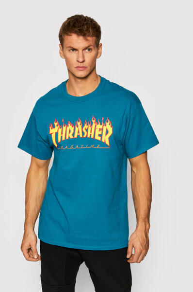 Thrasher Tricou Flame Albastru Regular Fit (Tricou barbati) - Preturi